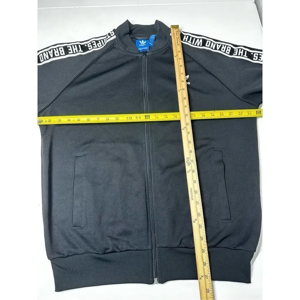 Adidas Men’s Track Full Zip Black White Logo Size L
